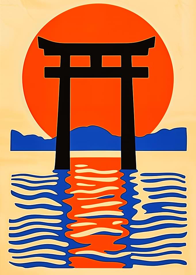 Japanese Torii Gate Sunset