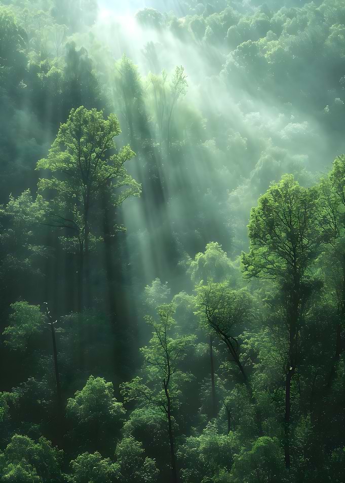 Sunlight Through Forest