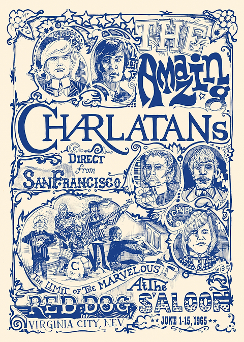 The Amazing Charlatans Concert Poster — retro concert bill printed on metal