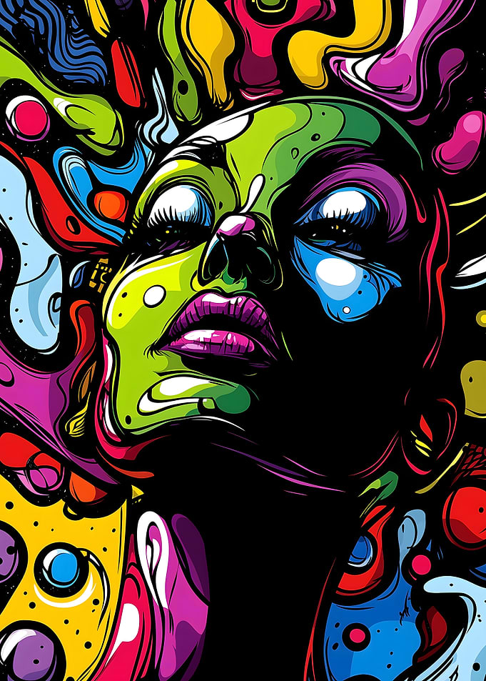 Abstract Woman Green Face Portrait