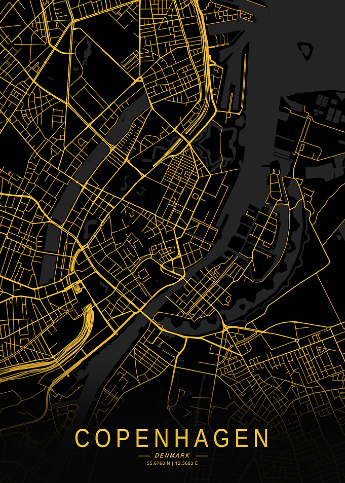 Golden Copenhagen City Map