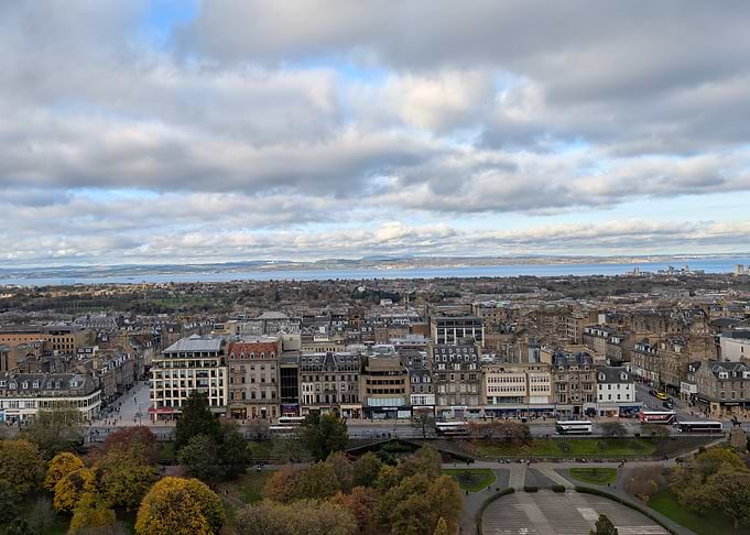 Edinburgh Cityscape with Water and Clouds