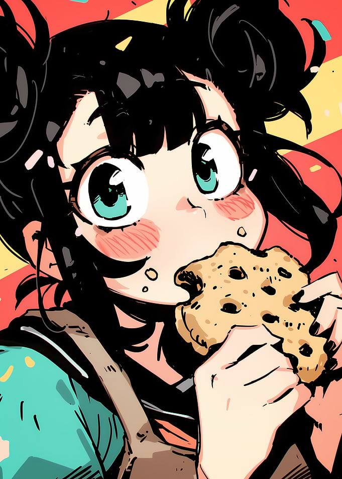 Anime Girl Eating Cookie