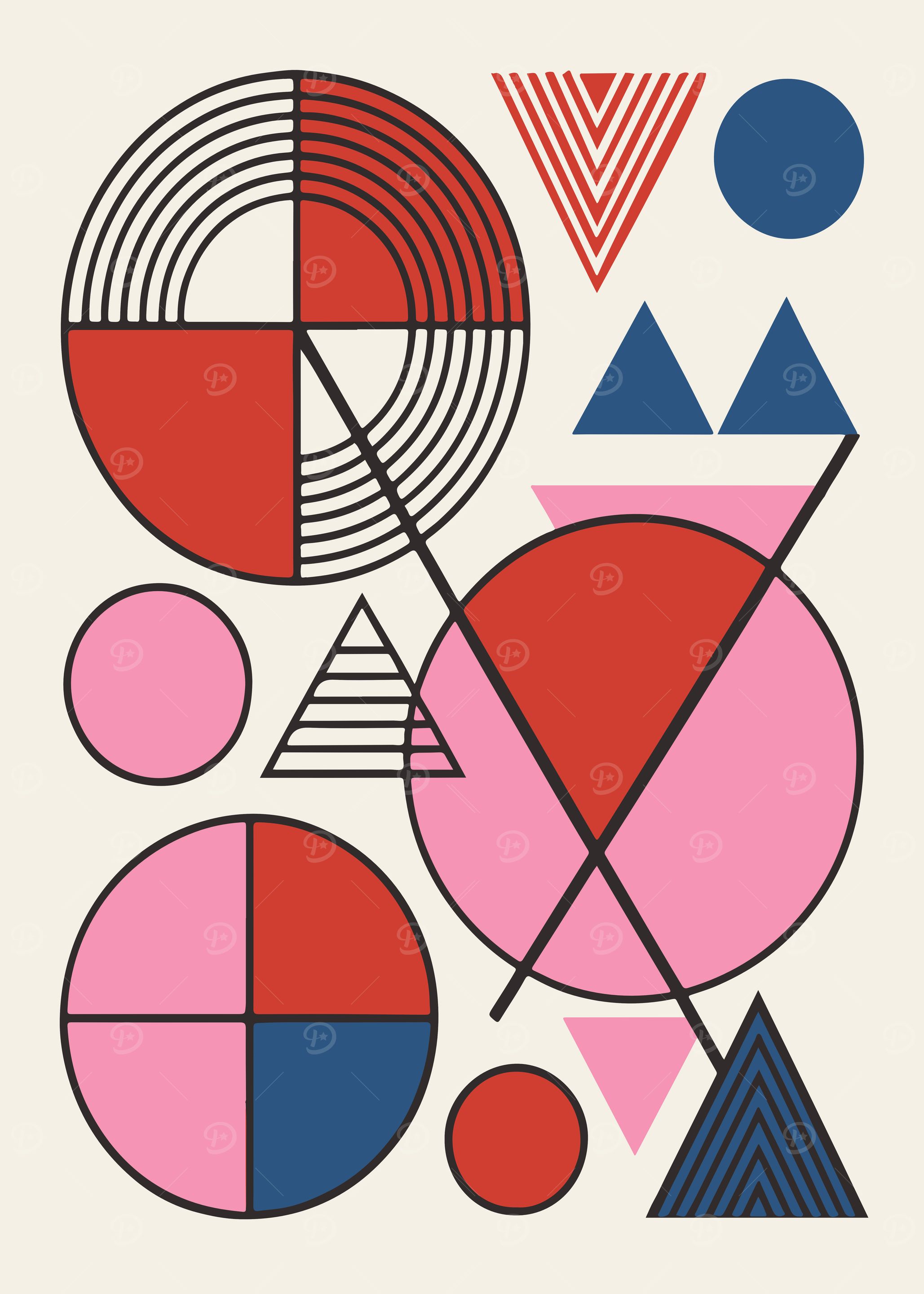 Colorful Bauhaus Geometric Abstract Art