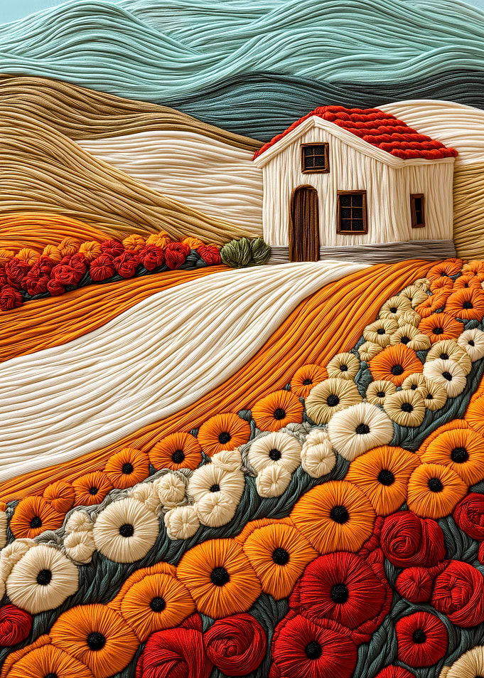 Yarn Landscape with House