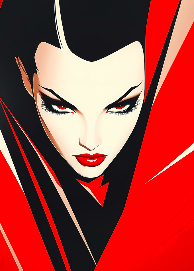 Red and Black female Portrait