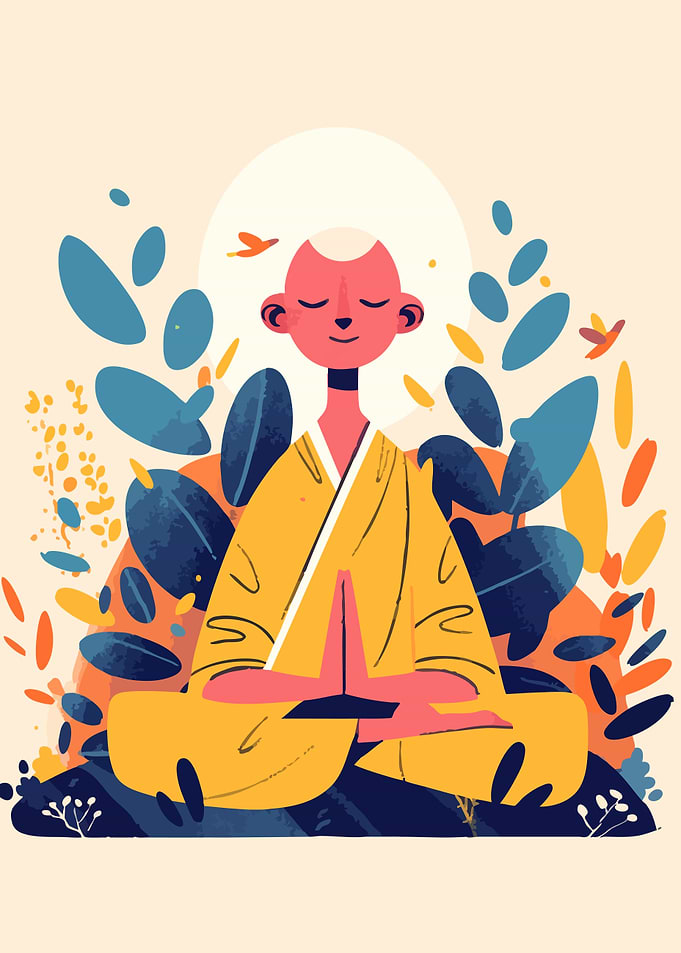 Monk in Meditation Minimalist Art
