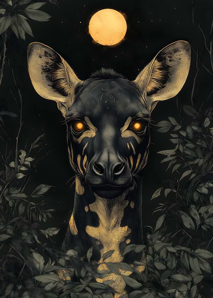 Okapi in Moonlight