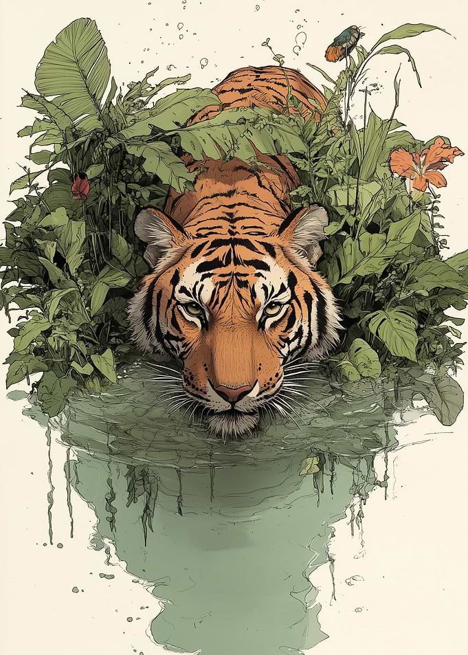 Tiger in Jungle Water