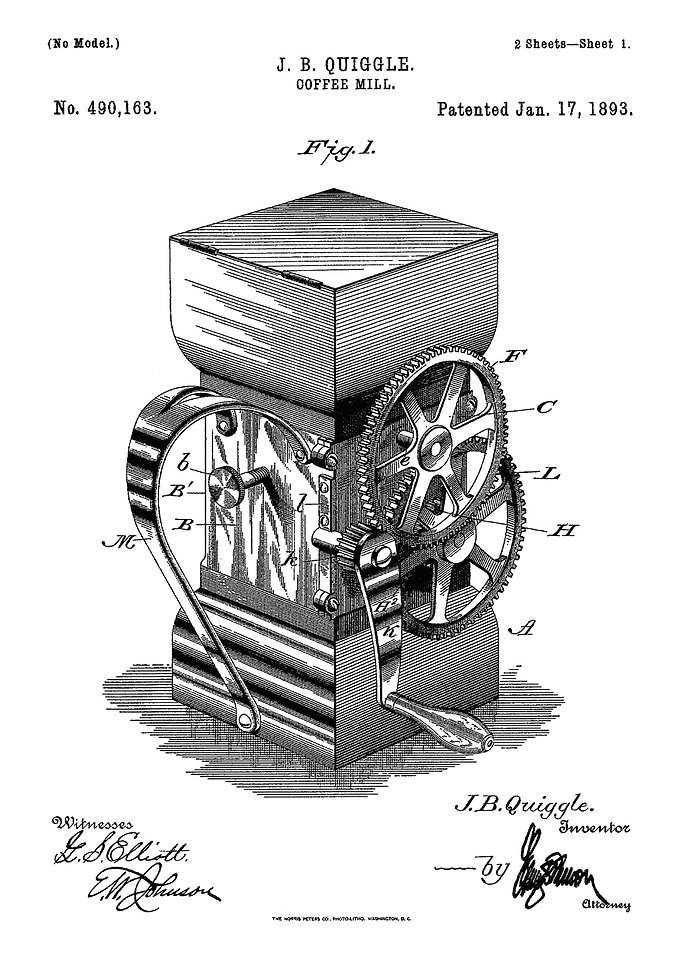 Coffee Mill Patent Illustration