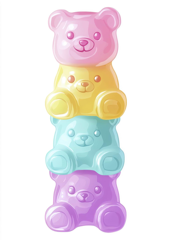 Colorful Gummy Bear Stack Kawaii Art