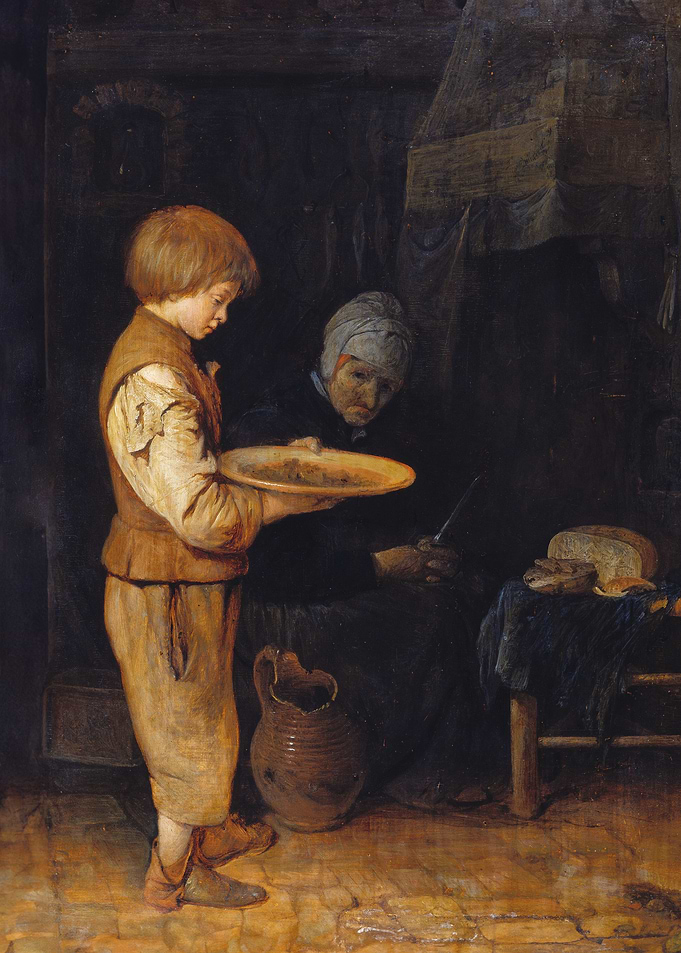 Old Woman and Boy Take a Modest Meal