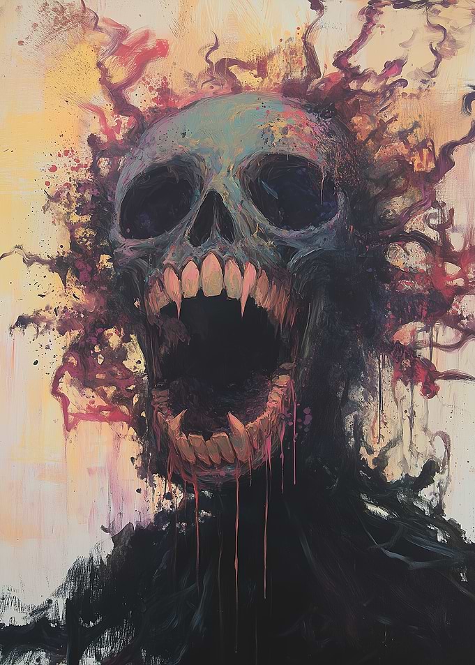 Screaming Skull Painting
