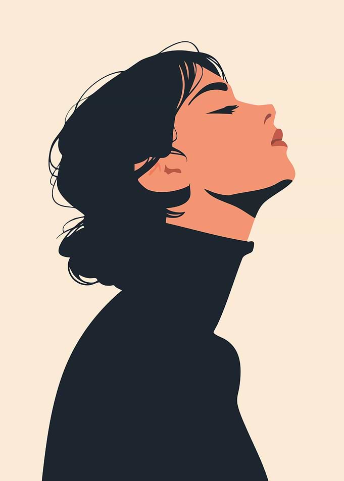 Woman in Black Turtleneck Minimalist Art