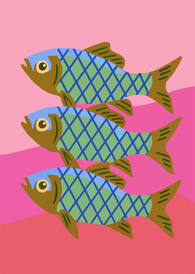 Colorful Folk Art Fish – Playful Ocean Illustration