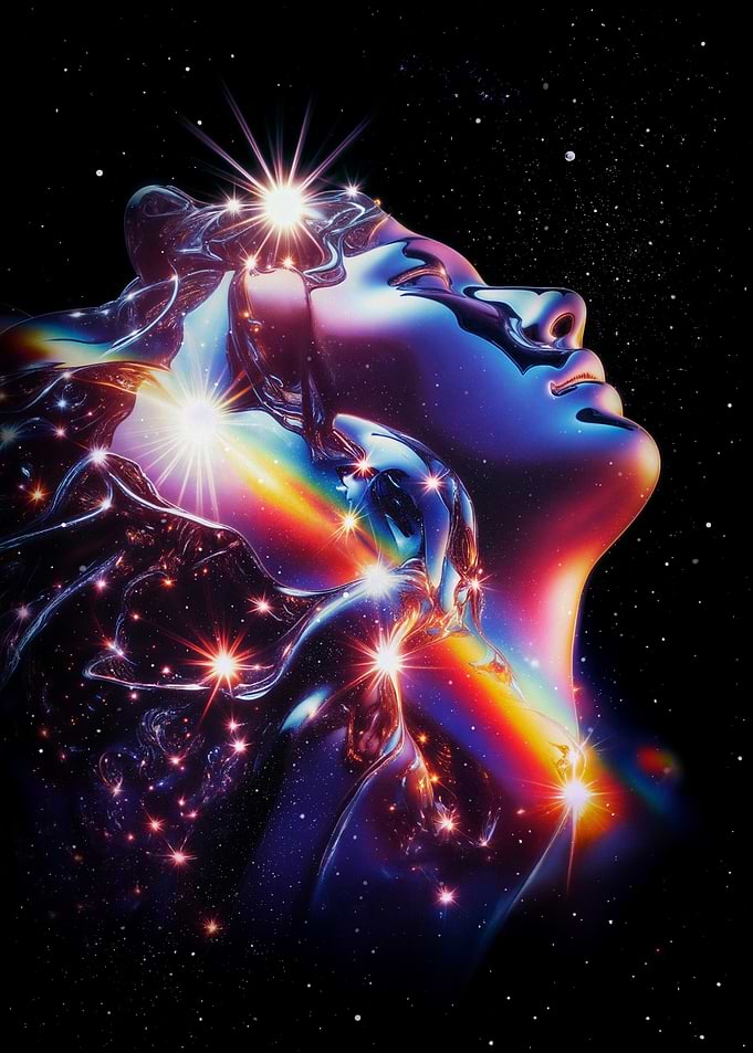 Stardust Cosmic Woman – Dreamy Synthwave Portrait