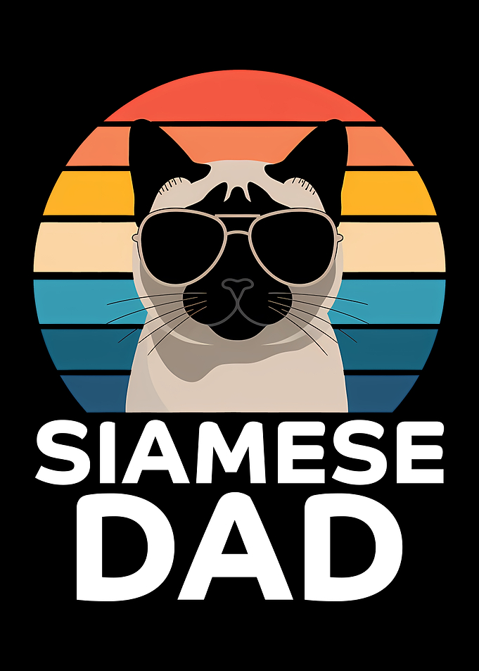 Siamese Cat Dad Retro Design