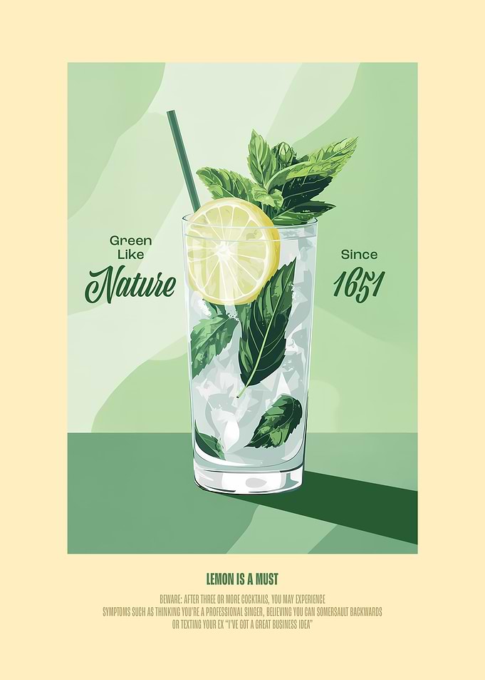 Mint & Lemon Cocktail Poster
