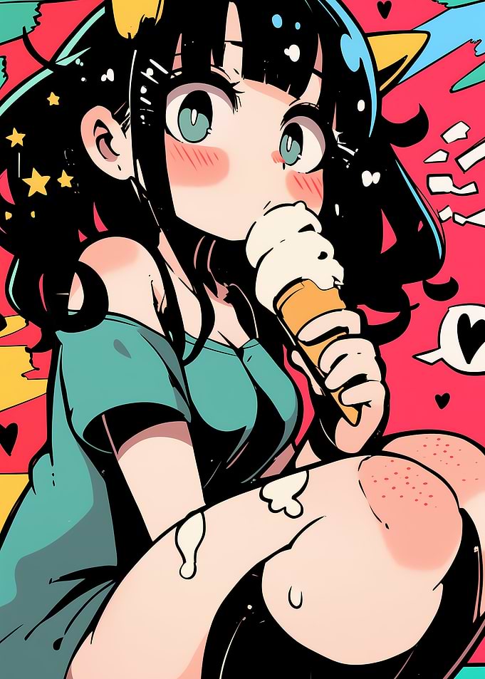 Anime Girl Eating Ice Cream