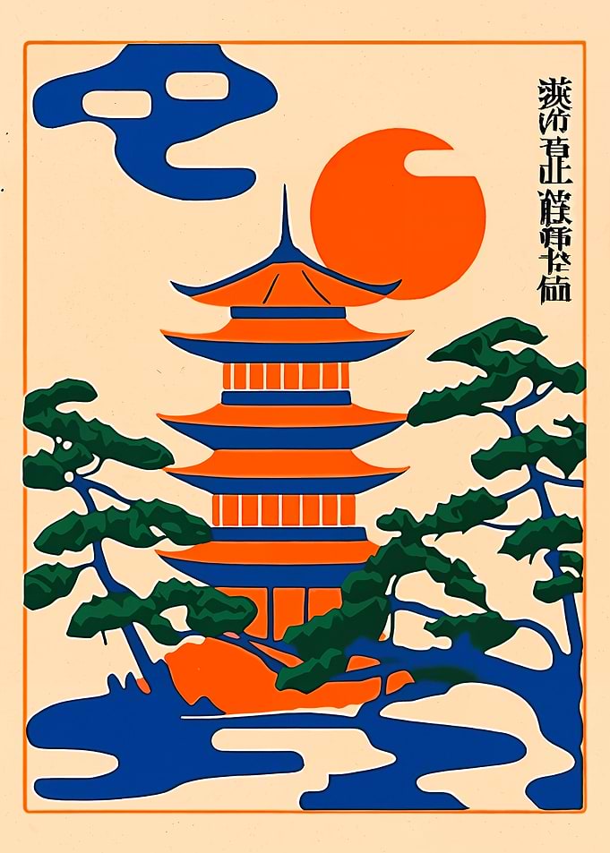 Japanese Pagoda Sunset