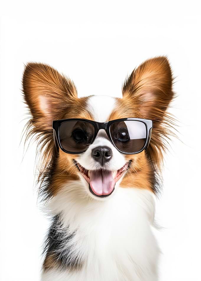 Cool Papillon Dog in Sunglasses