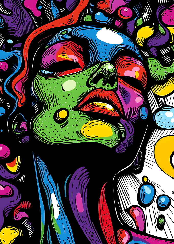 Colorful Abstract Woman close-up Portrait