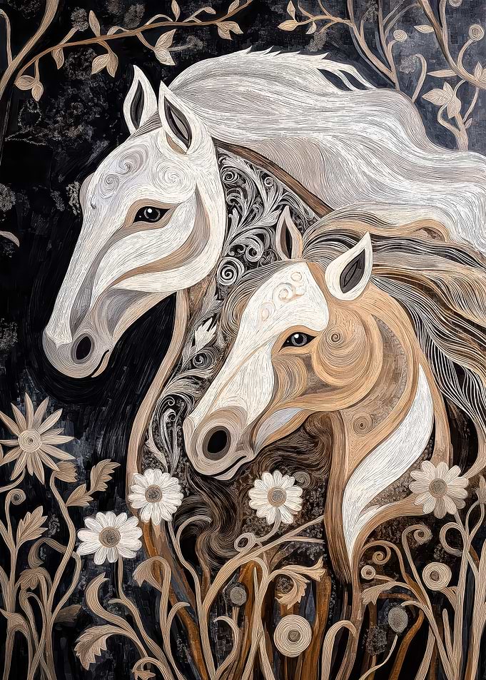 Horse Portrait in Floral Design