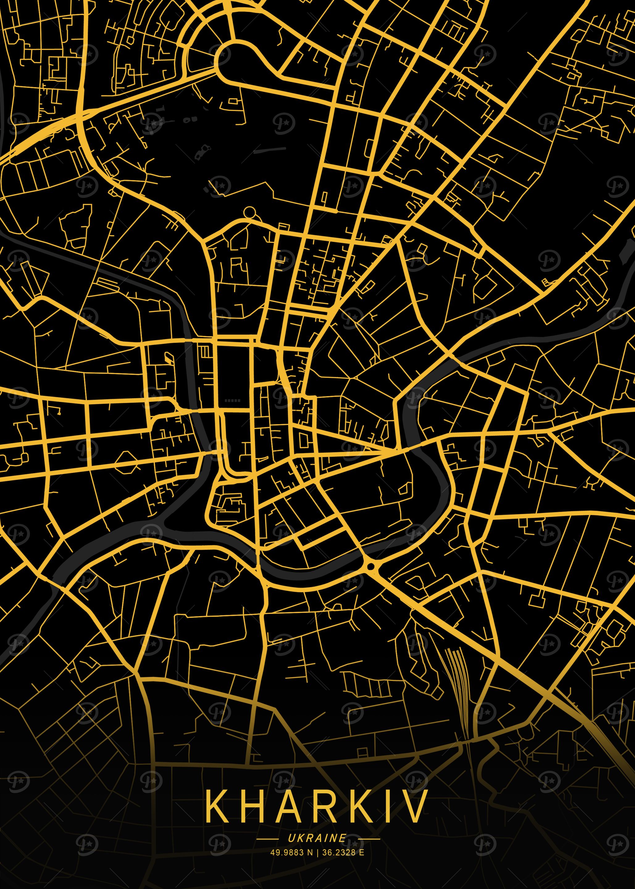 Golden Kharkiv City Map