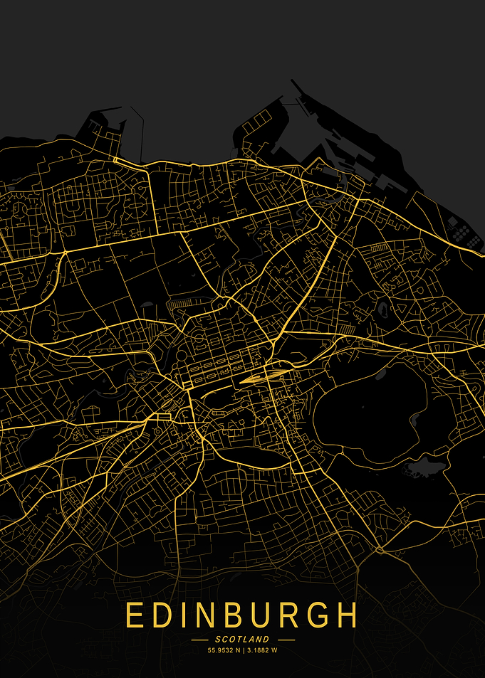 Golden Edinburgh City Map