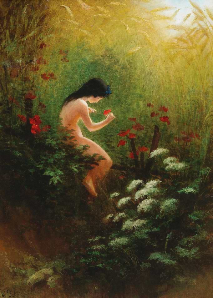 A Girl with a Flower by Karl Wilhelm Diefenbach