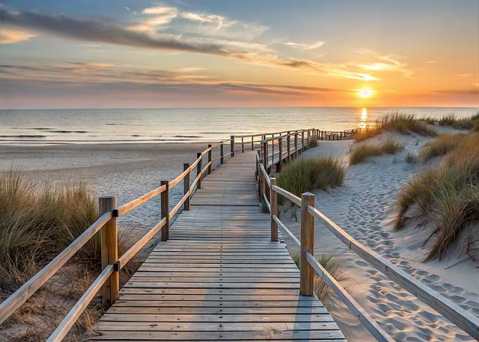 Sunset at Sea Beach wooden Path