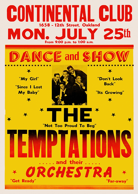 The Temptations Concert Poster — retro concert bill printed on metal