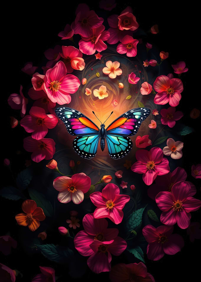 Butterfly in Bloom, fantasy spring illustration
