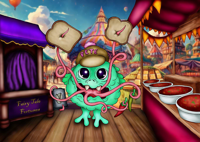Cartoon Monster at Carnival