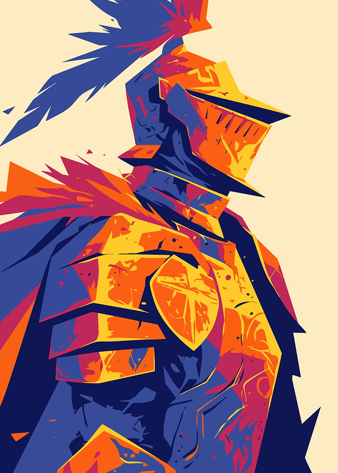 Medieval Knight in Armor Minimalist Art