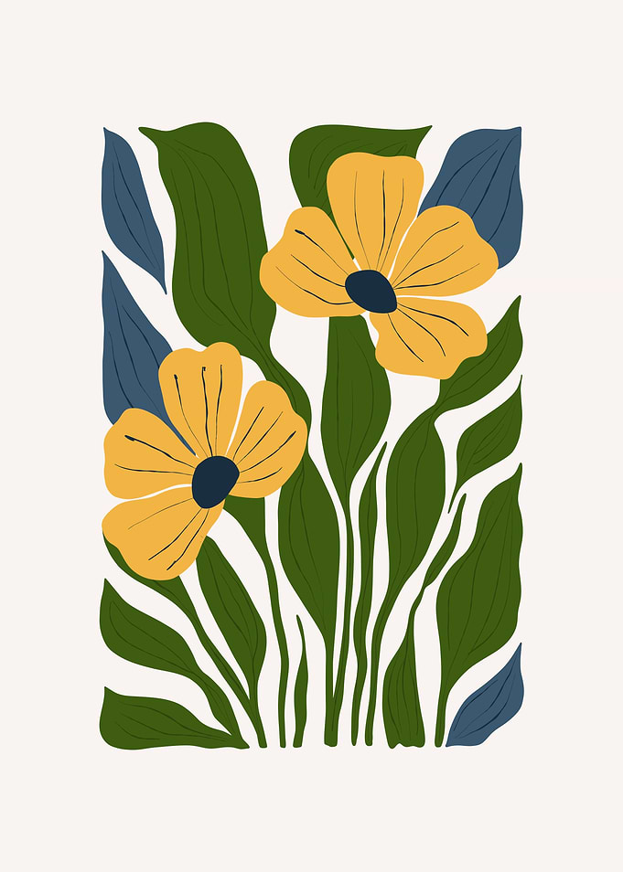 Yellow Flowers with Green Leaves
