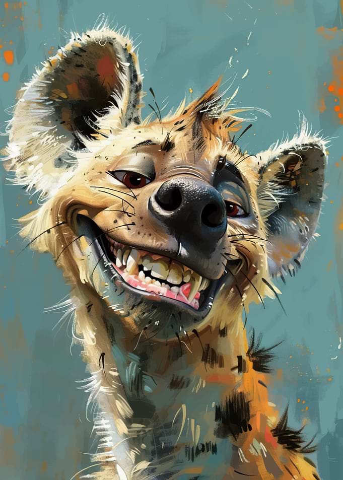 Smiling Hyena Portrait