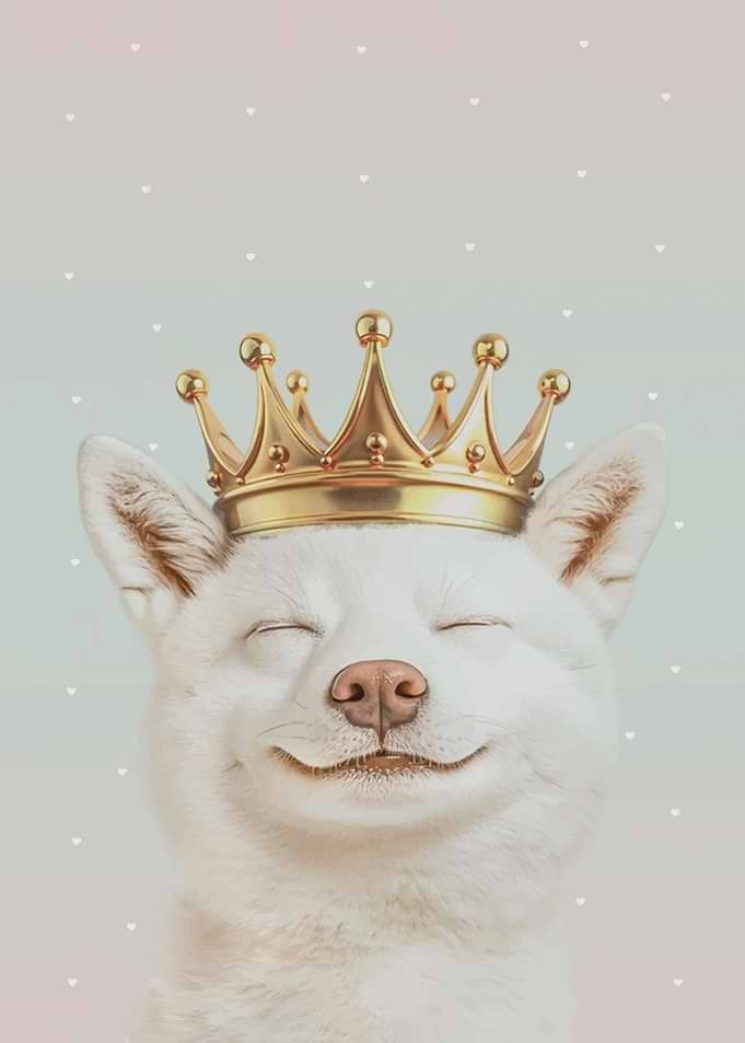 Smiling Shiba Inu with Crown
