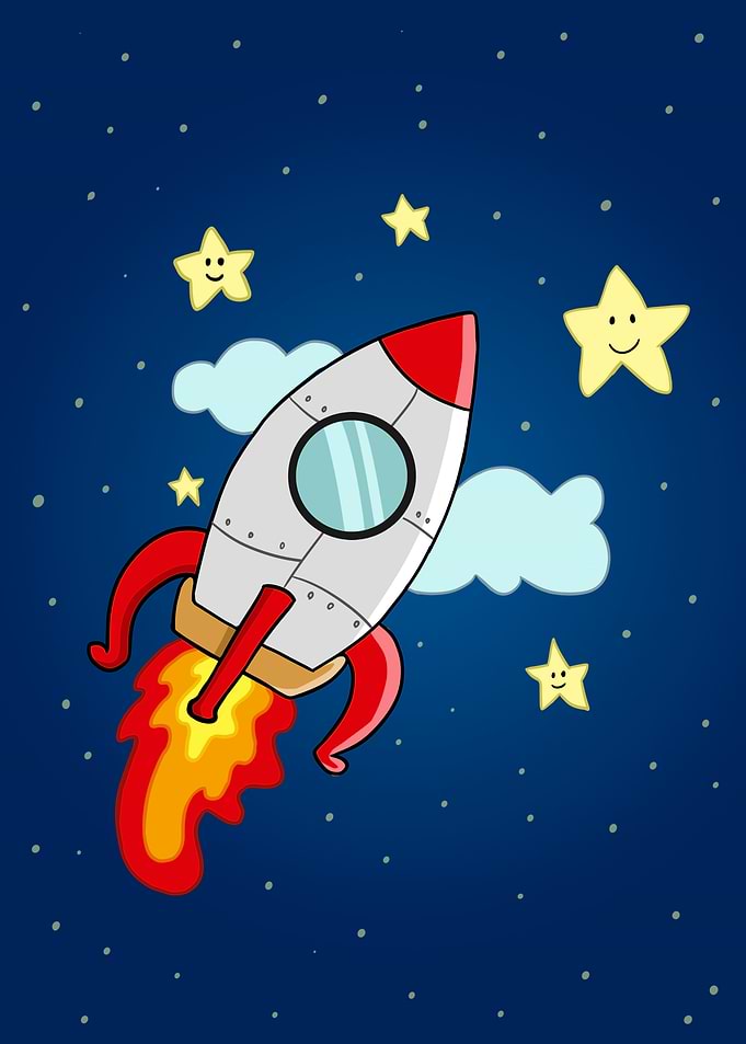 Cute Rocket Launch in Space