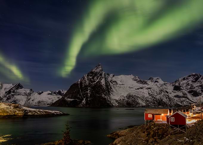 Northern Lights Over Mountains - Norway