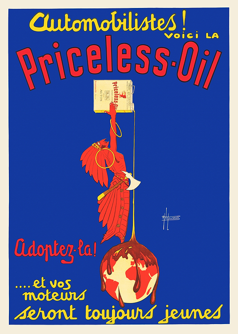 Priceless Oil Vintage Ad — vintage poster restored on metal