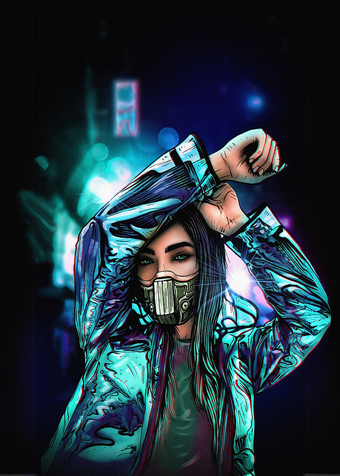 Cyberpunk Woman in Mask