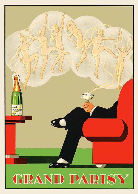 Grand Parisy Champagne Poster — retro advertising art on metal