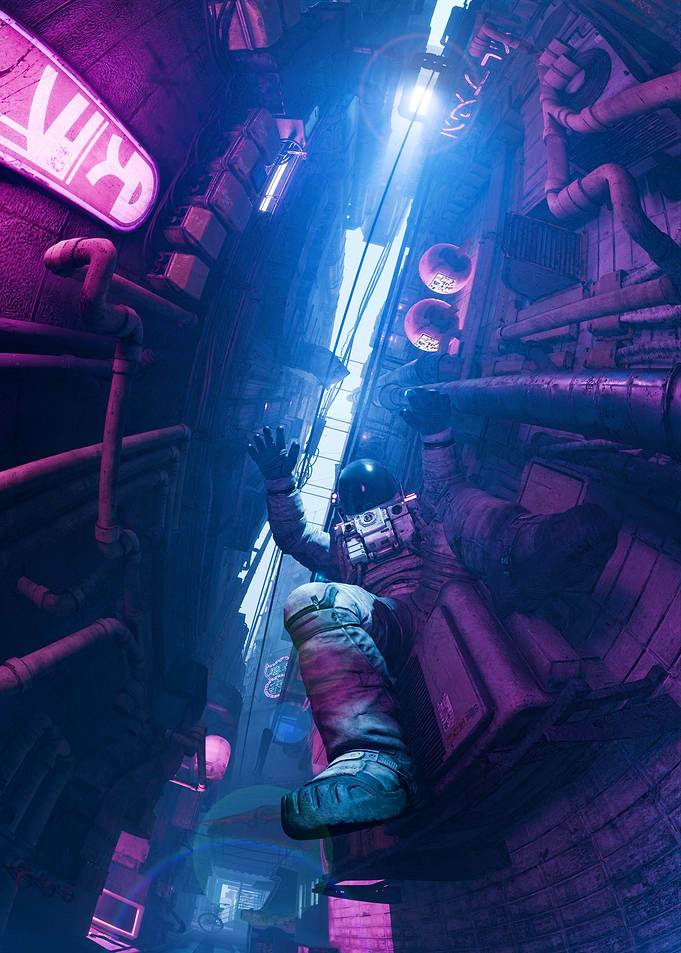 Astronaut in Neon City