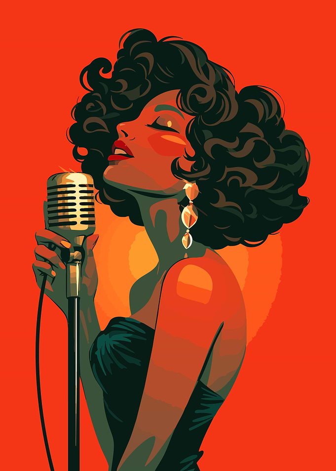 Lounge Jazz Singer Illustration Minimalist Art