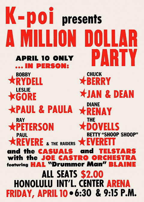 Million Dollar Party Poster — retro concert bill printed on metal