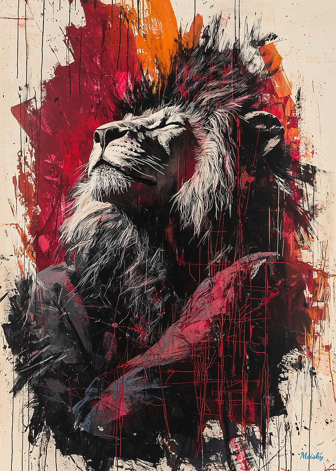 Majestic Lion Contemporary Expressionist Portrait