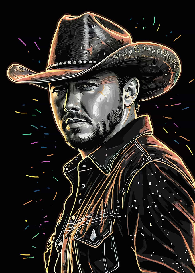 Jason Aldean Neon Portrait
