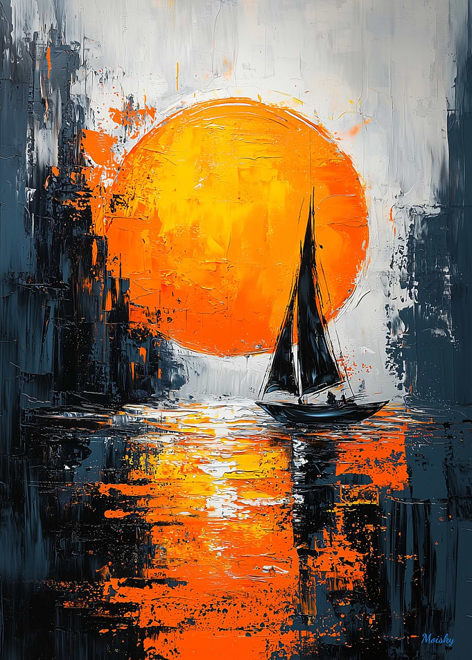 Impression Sunrise Contemporary Reimagining in Expressionist Style