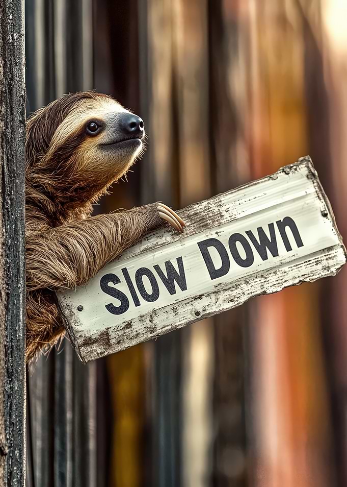 Sloth Slow Down Sign
